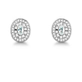 Sterling Silver Oval Micro Pave Stud Earrings